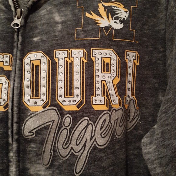 Missouri MU Tigers Distressed Grey Zippered and Hooded Lightweight Jacket - 2XL - Picture 5 of 10